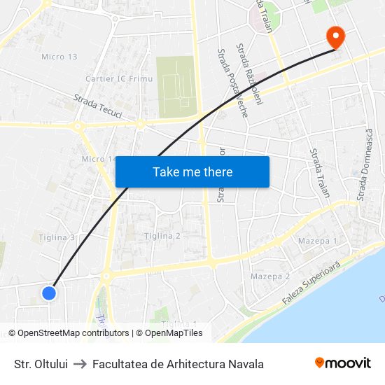 Str. Oltului to Facultatea de Arhitectura Navala map