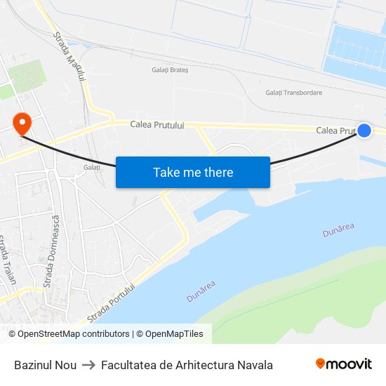 Bazinul Nou to Facultatea de Arhitectura Navala map