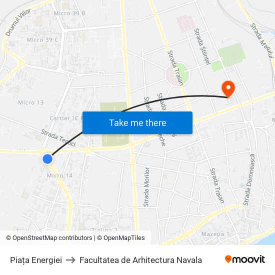 Piața Energiei to Facultatea de Arhitectura Navala map