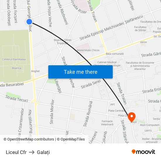 Liceul Cfr to Galați map