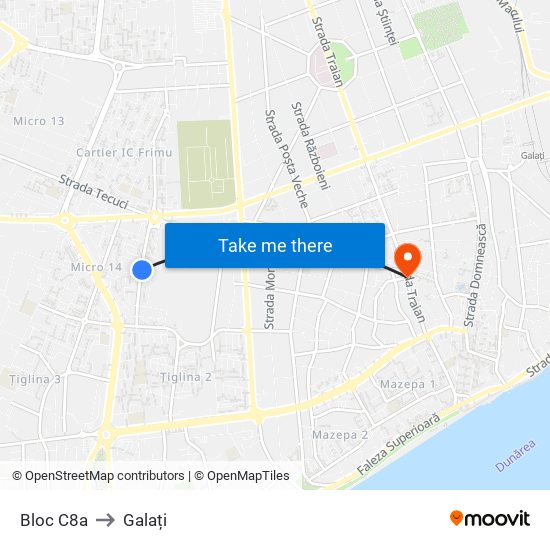 Bloc C8a to Galați map