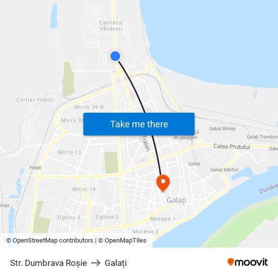 Str. Dumbrava Roșie to Galați map