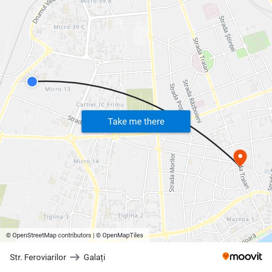 Str. Feroviarilor to Galați map