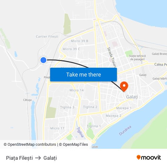 Piața Filești to Galați map