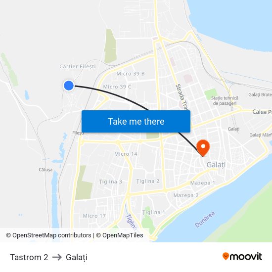 Tastrom 2 to Galați map