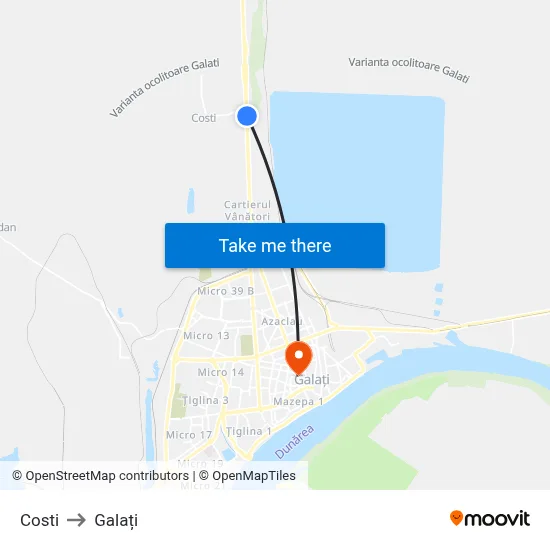 Costi to Galați map