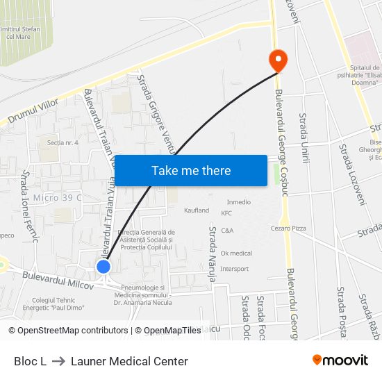 Bloc L to Launer Medical Center map