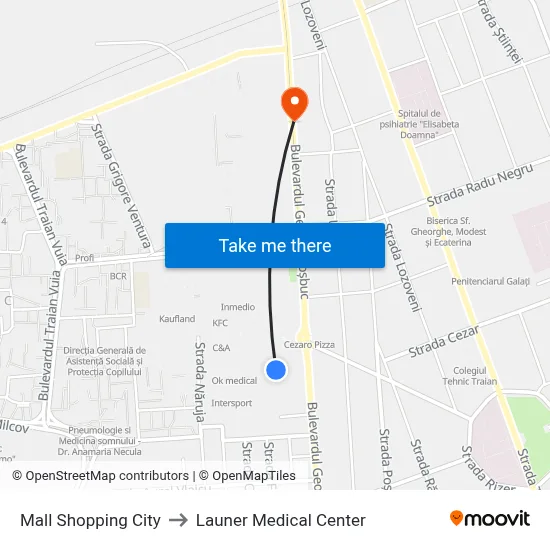 Mall Shopping City to Launer Medical Center map
