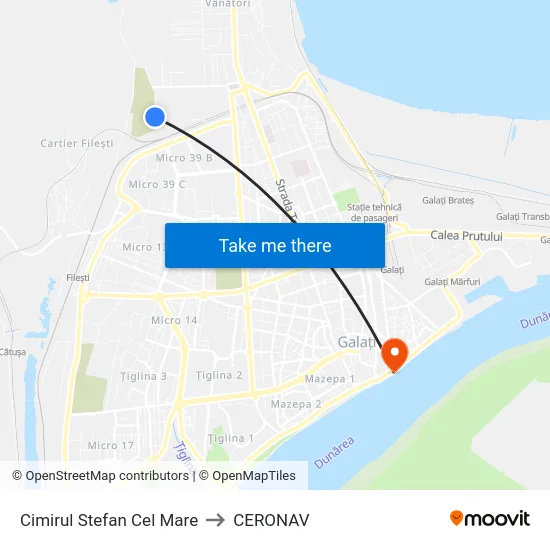 Cimirul Stefan Cel Mare to CERONAV map