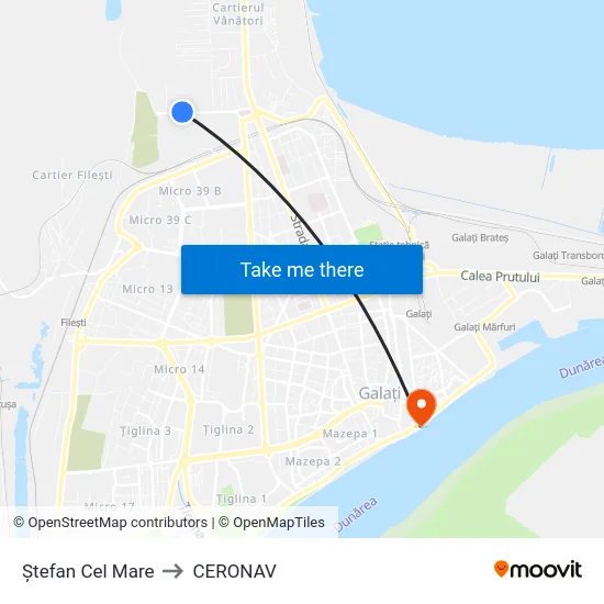 Ștefan Cel Mare to CERONAV map