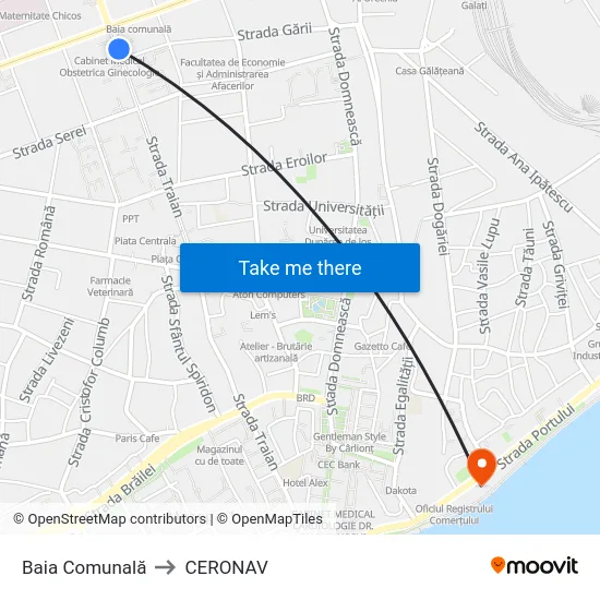 Baia Comunală to CERONAV map