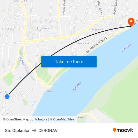 Str. Oțelarilor to CERONAV map