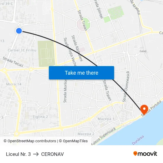 Liceul Nr. 3 to CERONAV map
