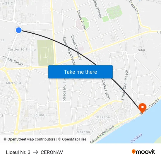 Liceul Nr. 3 to CERONAV map