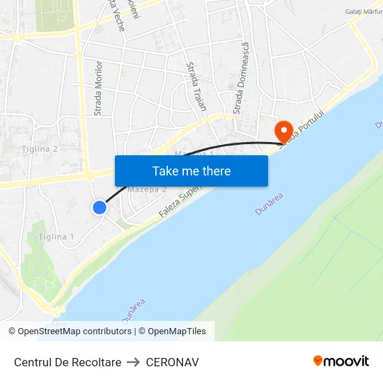 Centrul De Recoltare to CERONAV map