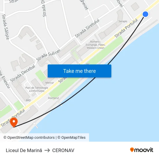 Liceul De Marină to CERONAV map