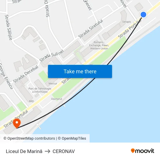 Liceul De Marină to CERONAV map