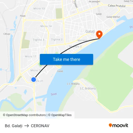 Bd. Galați to CERONAV map