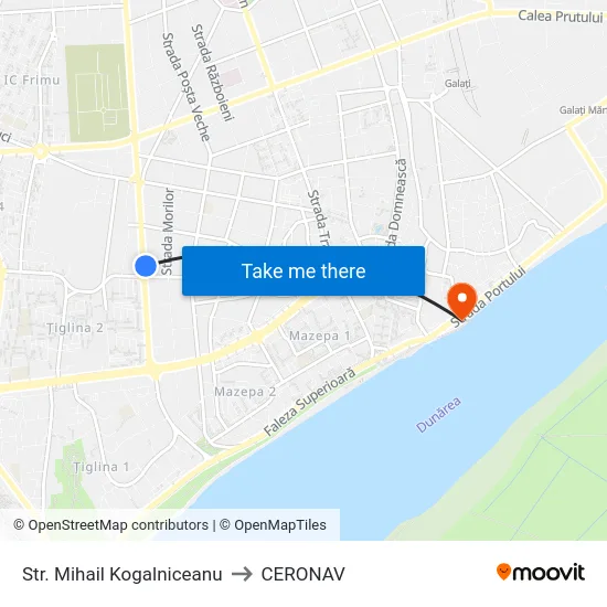 Str. Mihail Kogalniceanu to CERONAV map