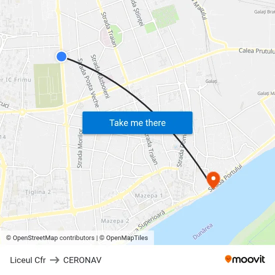 Liceul Cfr to CERONAV map