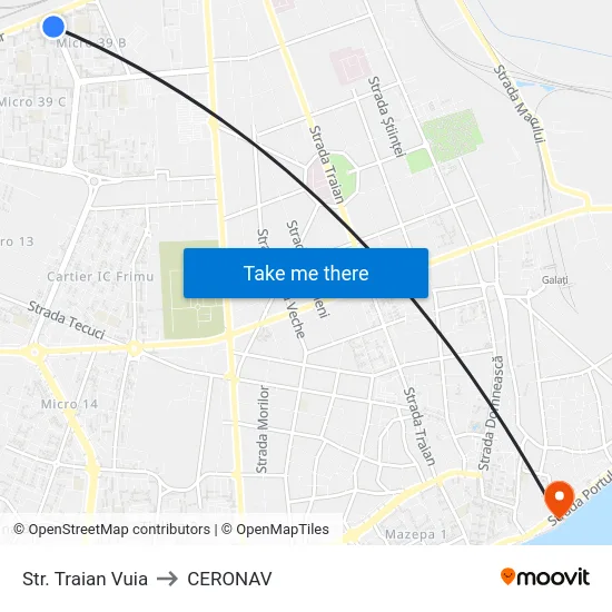 Str. Traian Vuia to CERONAV map
