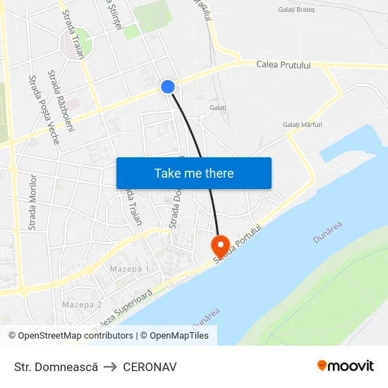 Str. Domnească to CERONAV map