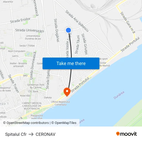 Spitalul Cfr to CERONAV map