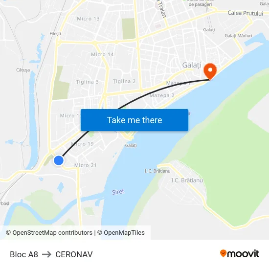 Bloc A8 to CERONAV map