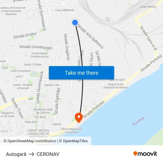 Autogară to CERONAV map