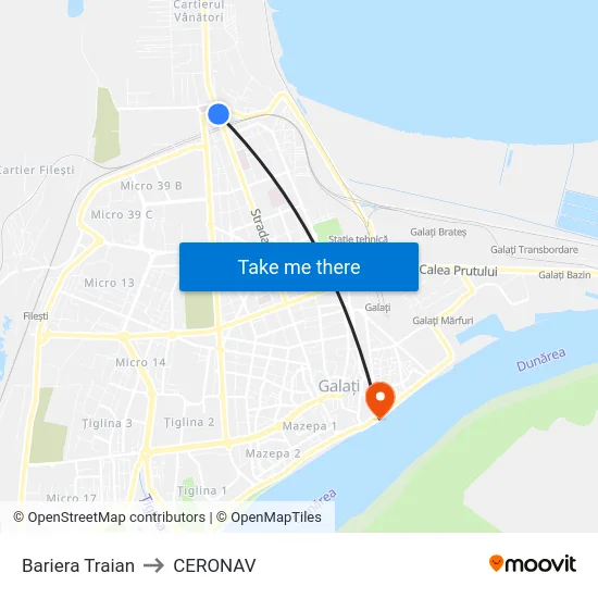 Bariera Traian to CERONAV map