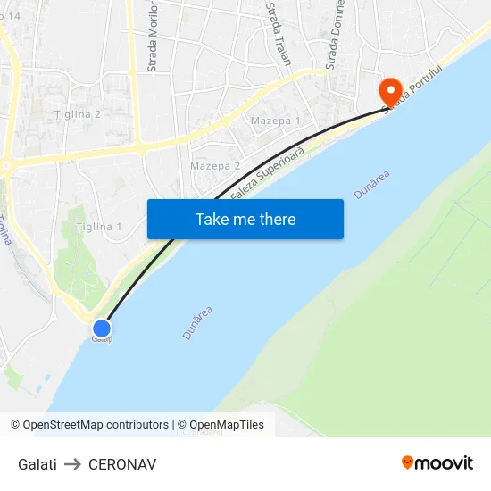 Galati to CERONAV map