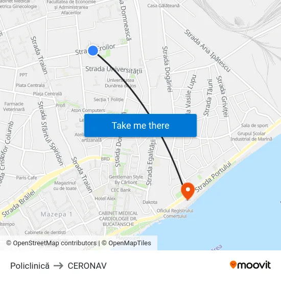 Policlinică to CERONAV map