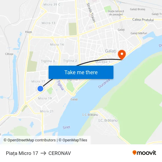 Piața Micro 17 to CERONAV map