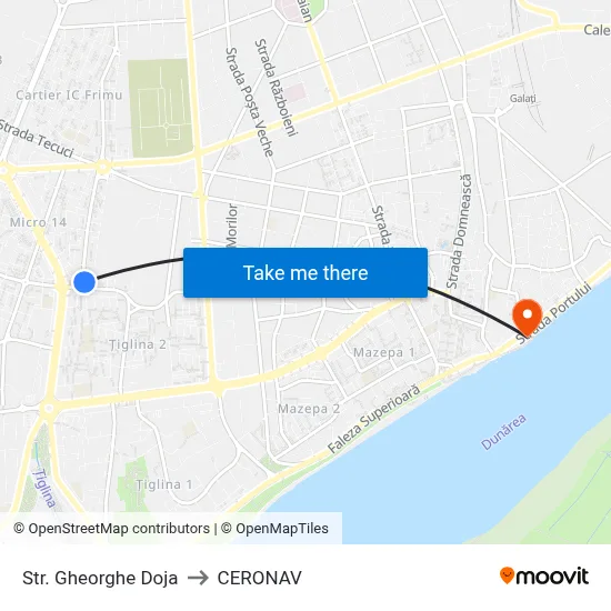 Str. Gheorghe Doja to CERONAV map