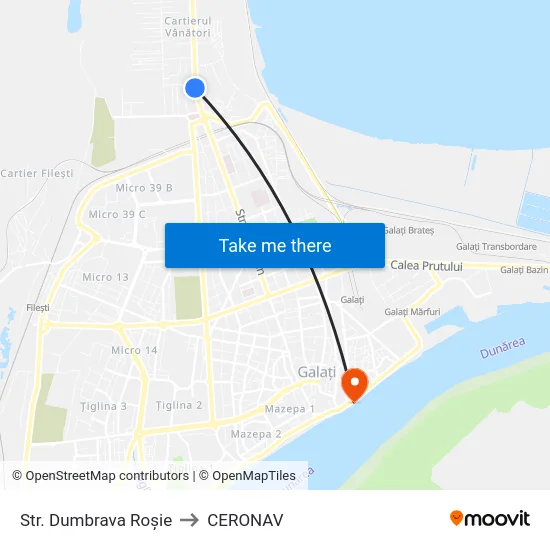 Str. Dumbrava Roșie to CERONAV map