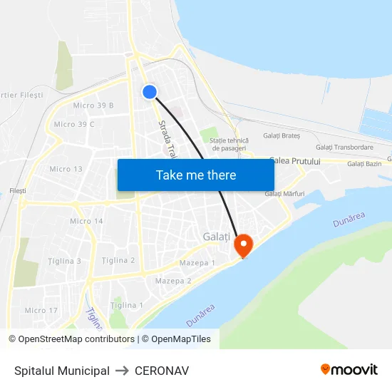 Spitalul Municipal to CERONAV map