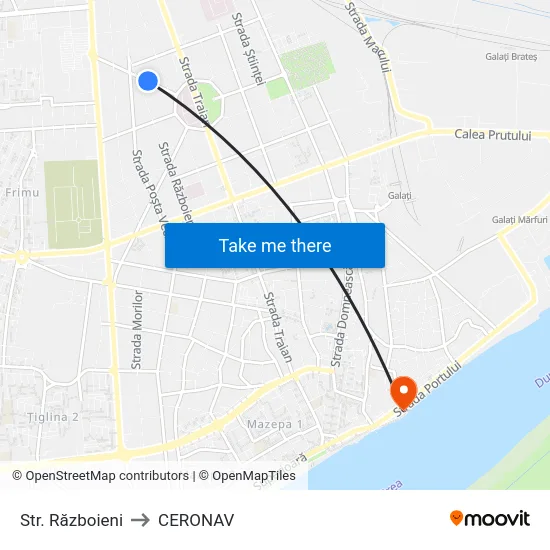 Str. Războieni to CERONAV map