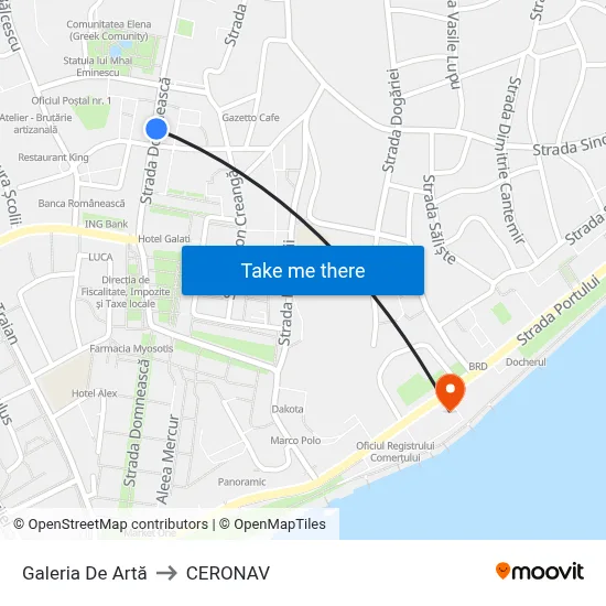Galeria De Artă to CERONAV map