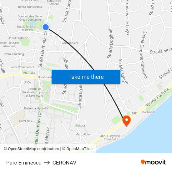 Parc Eminescu to CERONAV map