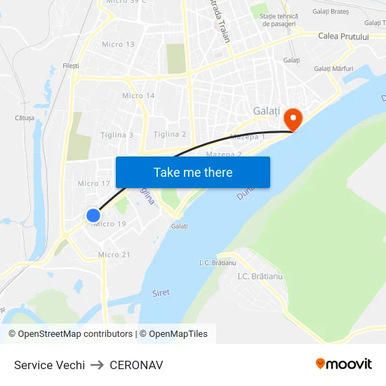 Service Vechi to CERONAV map