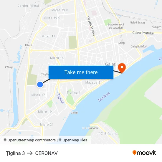 Țiglina 3 to CERONAV map