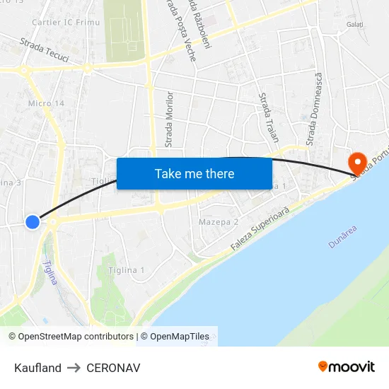 Kaufland to CERONAV map