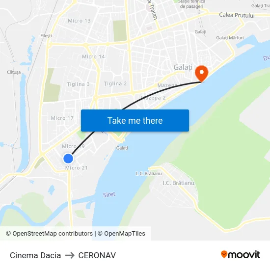 Cinema Dacia to CERONAV map