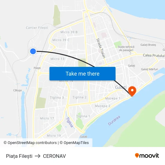 Piața Filești to CERONAV map