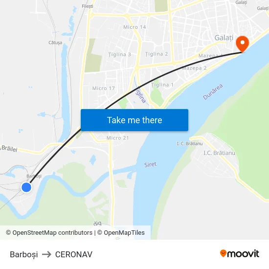 Barboși to CERONAV map