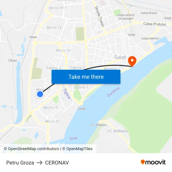 Petru Groza to CERONAV map