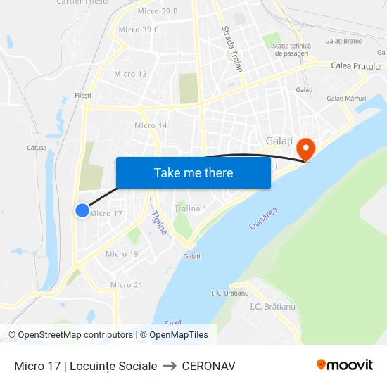 Micro 17 | Locuințe Sociale to CERONAV map