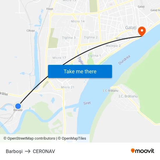 Barboşi to CERONAV map