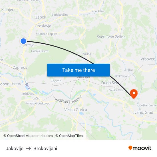 Jakovlje to Brckovljani map