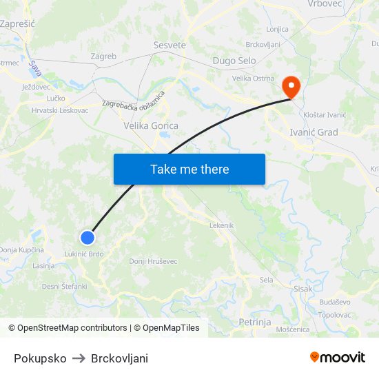 Pokupsko to Brckovljani map